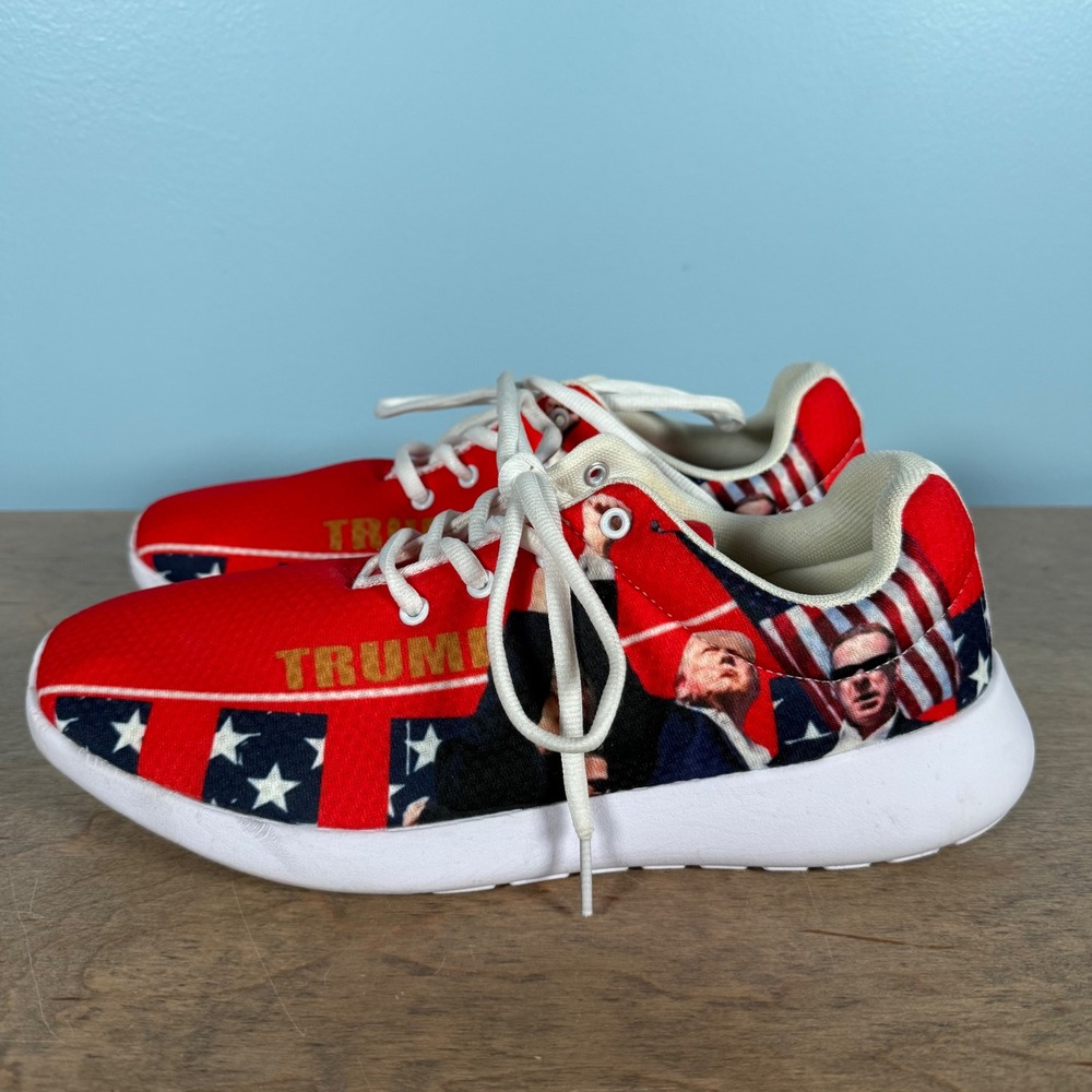 Unbranded Trump Sneakers Mens 11 Red Patriotic "Fight" USA Athletic Shoes